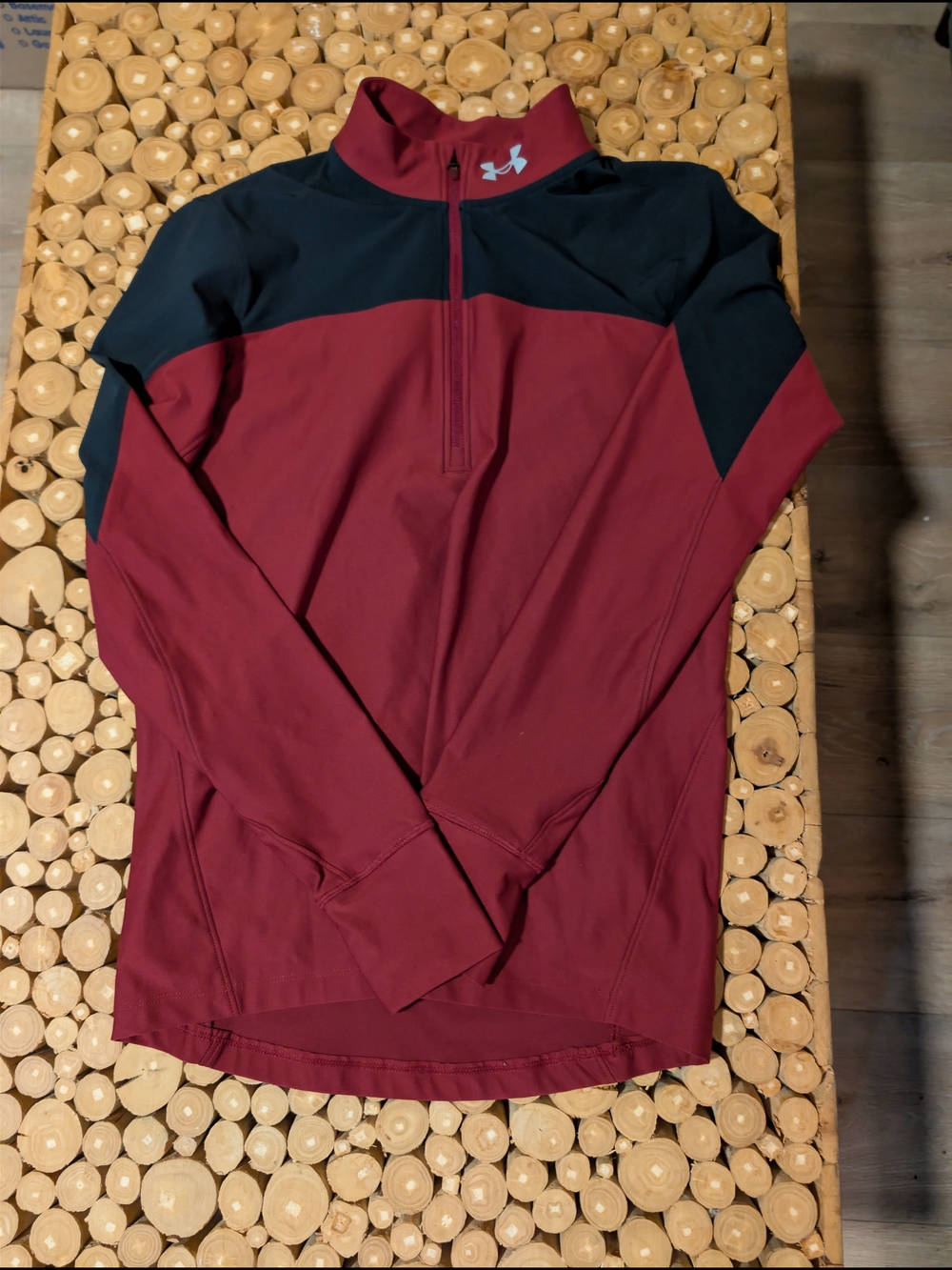 Under Armour Men’s Maroon and Black Fitted Quarter-Zip Running Jacket